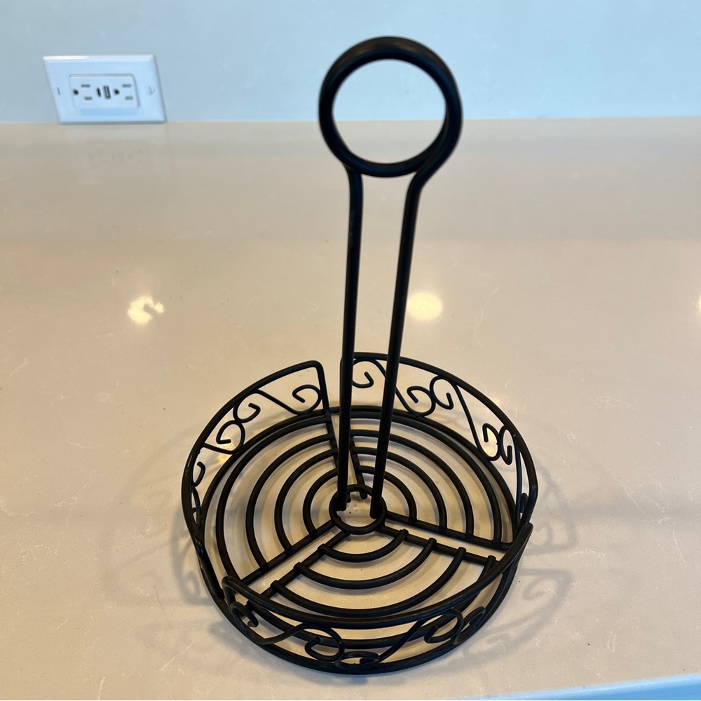Round Metal Black Tabletop Restaurant Condiment Table Number Menu Holder Caddy